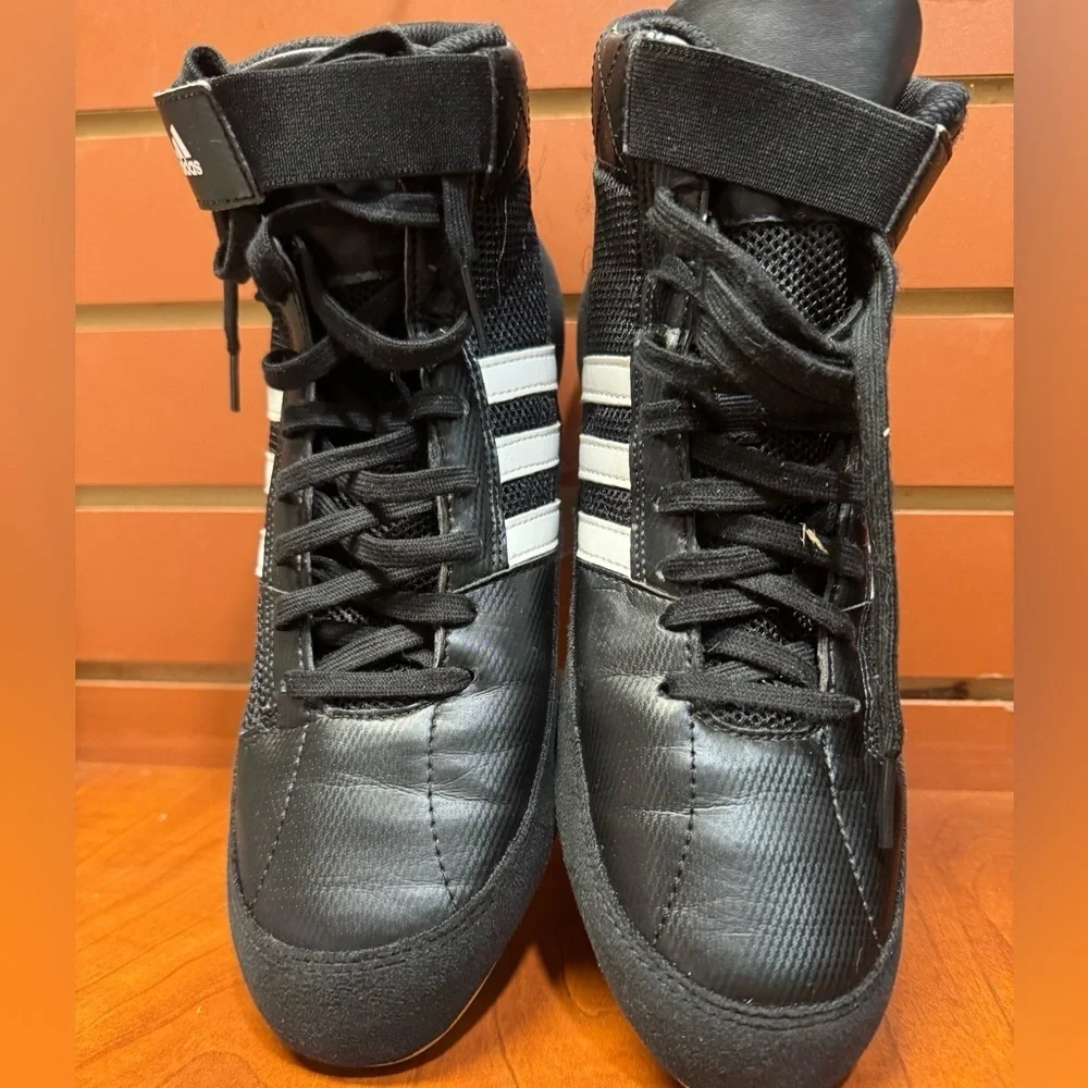 Adidas Black and White High-Top Athletic Shoes